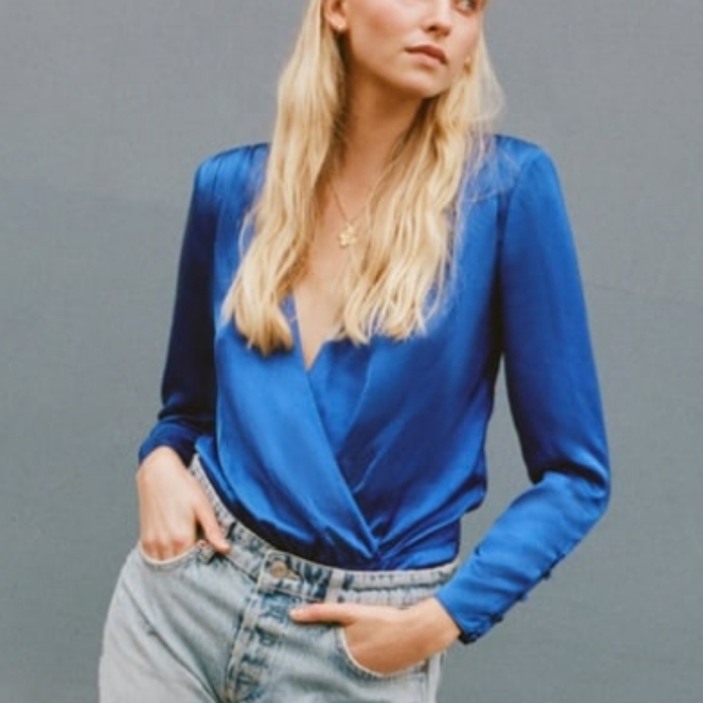 Sateen Bodysuit Electric Blue Zara